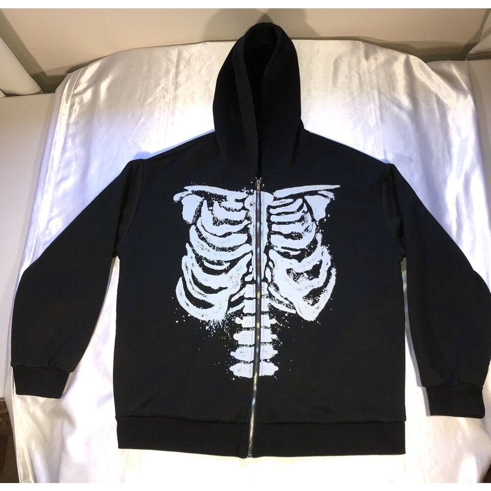 Skeleton Hoodie Black Mens Size XL **Unbranded**